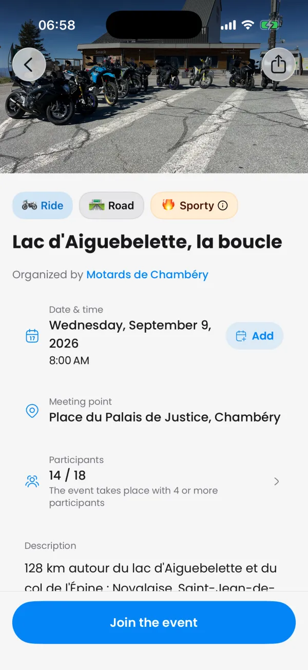 An event page