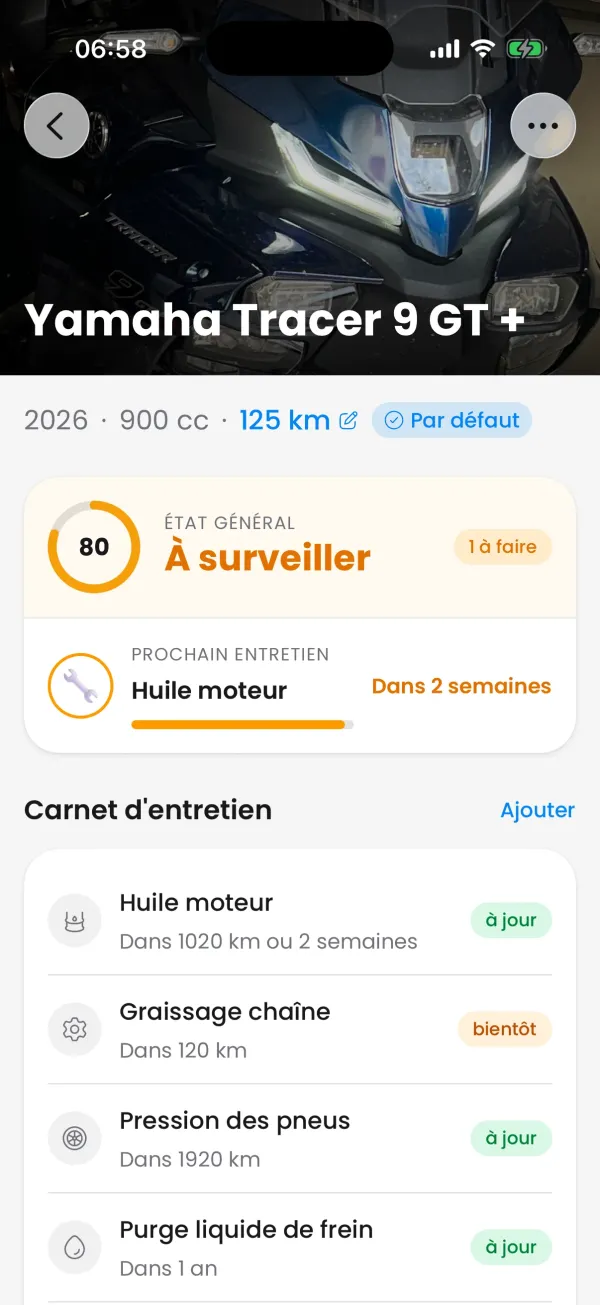 A bike's maintenance log